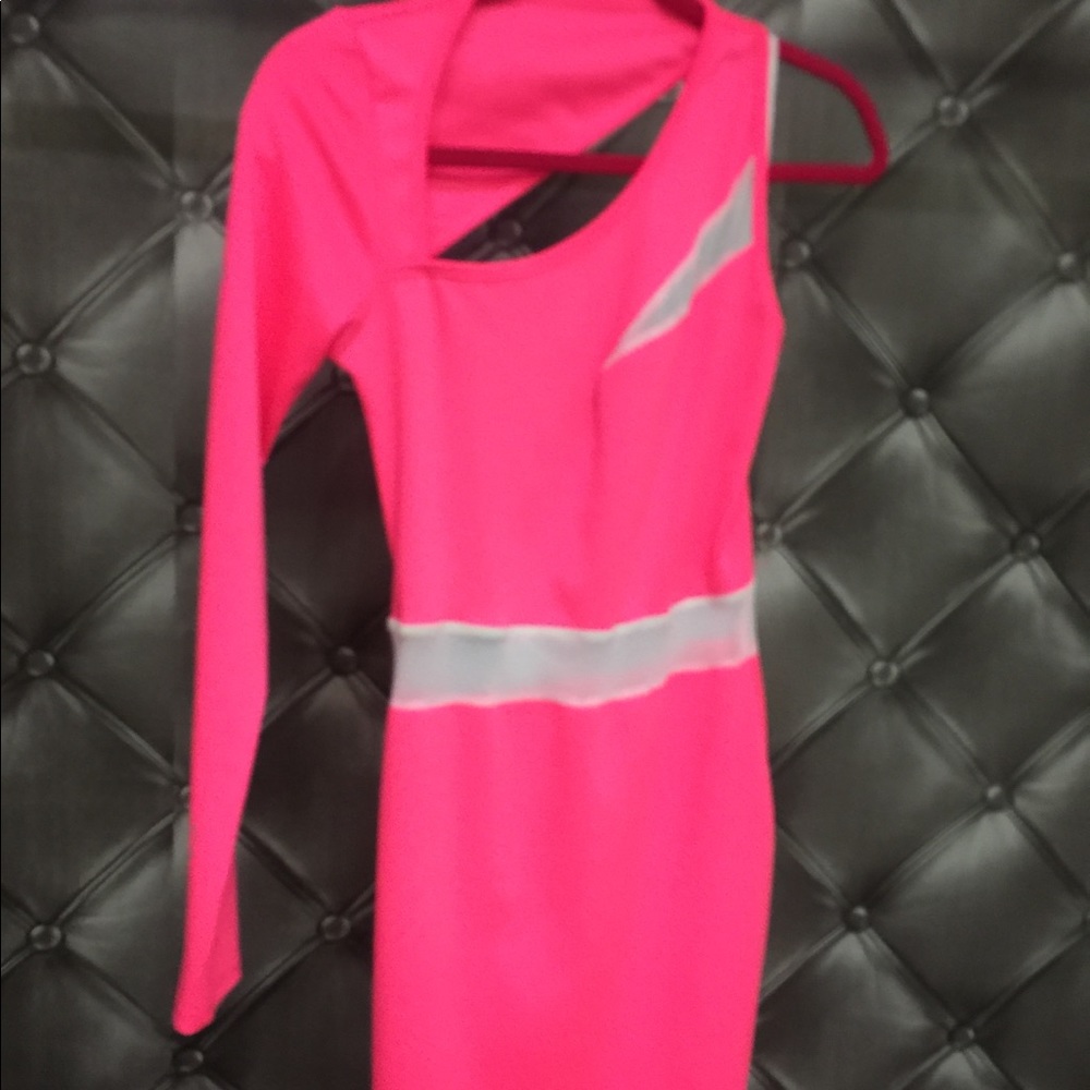 Pink one sleeve dress